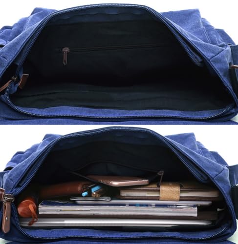 Sechunk Canvas Large Messenger Bag Shoulder bag Cross body bag Crossbody Bag - color: Blue, size: Large