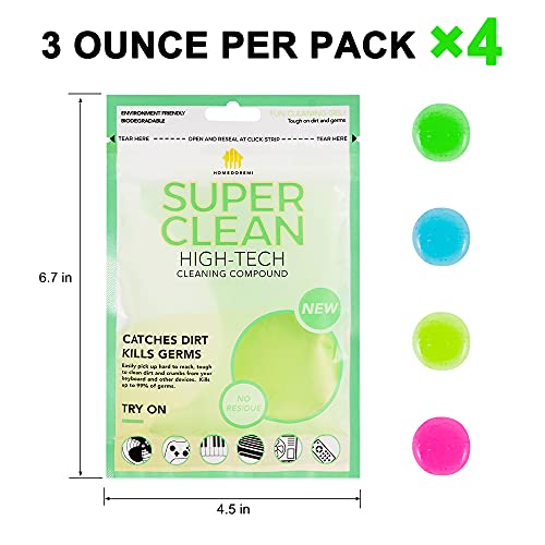 Car Cleaning Gels 4-Pack, Car Cleaning Putty Universal Auto Detailing Tools Car Interior Cleaner, Dust Cleaning Slime, Car Accessories for Car Vents & Keyboards, Clean Supplies– 320g (2.8oz/pcs) - color: Blue,Yellow,Green,Pink