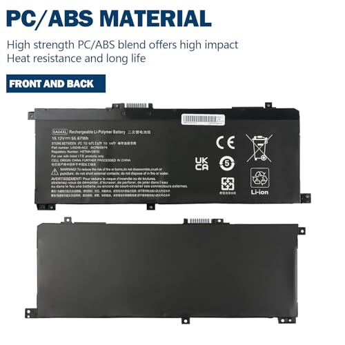 Amanda SA04XL Battery for HP Envy X360 15-DR 15-DR0010TX Series Notebook HSTNN-OB1F HSTNN-OB1G HSTNN-UB7U L43248-541 L43248-AC1 L43248-AC2 L43267-005 SAO4XL 15.12V 55.67Wh - size: 11.85*5.67*1.26 inch SA04XL