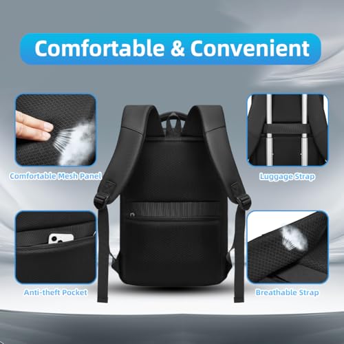 Slim Laptop Backpack for Men 15.6 inch Business Computer Backpack with Compartment Waterproof Anti-Theft Aesthetic Compact Bag for Travel Work College