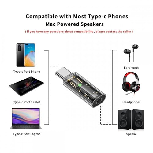 CY 2pcs/lot Audio Adapter Type C USB-C to 3.5mm Audio AUX & MIC Sound Card 16bit 48kHz Adapter Compatible with Laptop Tablet Phone - style: USB-C to DAC 3.5mm 48kHz 2pcs