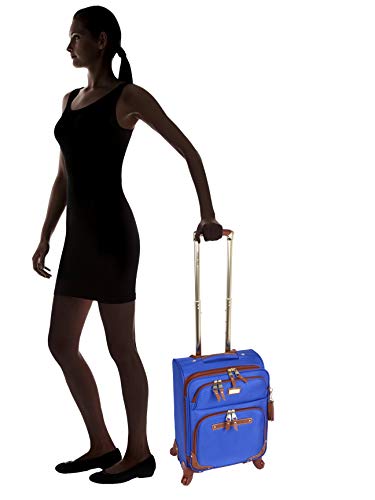 steve madden Designer Luggage Collection - Lightweight Softside Expandable Suitcase for Men & Women - Durable 20 Inch Carry On Bag with 4-Rolling Spinner Wheels, Global Blue, 20in, Spinner - color: Global Blue, size: 20 inches