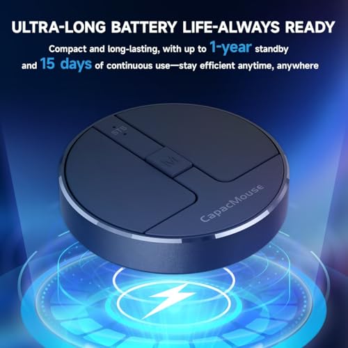 Stylish Mini Round Mouse with Pressure Sensing Reel, Ultra Portable Wireless Mouse Connectivity: Wired, 2.4G and Dual Bluetooth, Rubber Case Included (BT1/BT2-Silver) - style: BT1/BT2-Silver