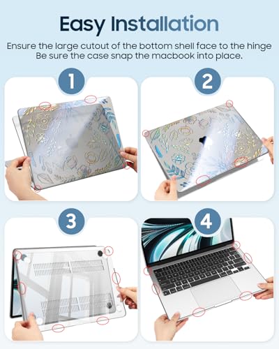 Fintie Case for MacBook Air 13 inch A3449/A3240/A3113/A2681 2022-2026 | M2/M3/M4/M5, Snap On Hard Shell, Full Port Access, Easy On/Off, Lightweight, Garden-Clear - color: Frost Brown