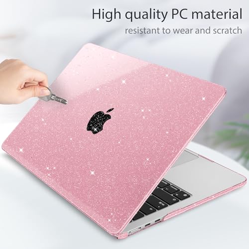 May Chen for 2026 MacBook Air 15 inch Case 2025 2024 2023 A3448 M5 A3241 M4 A3114 M3 A2941 M2 with Liquid Retina Display & Touch ID, Plastic Hard Shell with Keyboard Cover - Pink Glitter - color: Pink Glitter