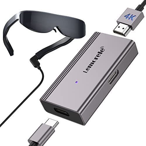 Lemorele 4K 60Hz HDMI to USB C Adapter with Power Supply for AR Glasses | For Switch/PS5/Xbox/Steam Deck Dock; XREAL Air, Rokid, RayNeo AR Glasses & USB-C Portable Monitors, Plug and Play
