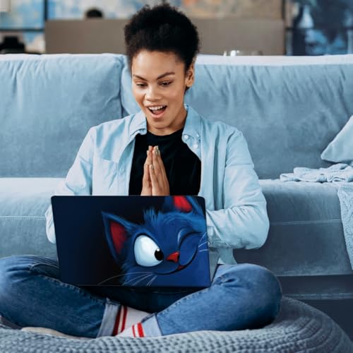 SUPERDANT Laptop Skin Sticker Cartoon Cat Laptop Decals Personalized Universal Notebook Computer Wrap Vinyl Skin Stickers Cover Art Decal Removable 12-15.6 Inch Waterproof Gifts Dark Blue - color: Dark Blue