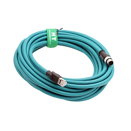 Ethernet M12 4 Pin D Coded RJ45 Cable for Keyence IV2 Omron Datalogic Machine Vision Profinet Network Sensor Actuator CAT5e Shielded PVC 50m - size: 50m