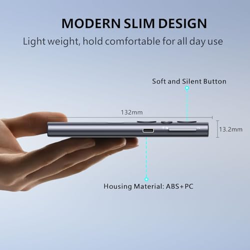 Norwii N95s Presentation Clicker for PowerPoint with Digital Laser Pointer | ①Magnify/Highlight/Air Mouse②TV Screen & Projector③OLED Battery Level Display④Vibration Countdown reminder⑤USB-C Rechargeable - color: Green - BLE&USB-A