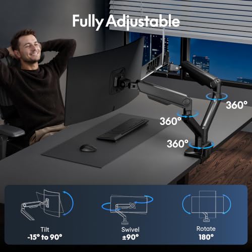 FlexiSpot Laptop Mount, Dual Monitor Arm with Laptop Tray, Fits Up to 49 Inch Monitor and 17.3 Inch Notebook, Full Adjustable Gas Spring Holds up to 44lbs per Arm for Office & Home, Black - color: Black, size: Max 44 lbs per arm