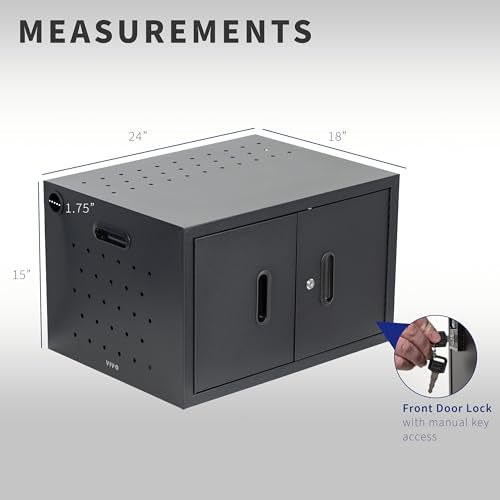 VIVO Black 16-Bay Laptop and Tablet Locking Charging Station, CART-LAPC2 | Designed for Chromebooks and More, Storage Cabinet with Digital Keypad Lock, RFID Tag Compatible, Devices up to 14 inches