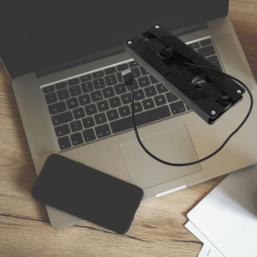 Laptop Cooling Pad and Stand with USB Fan for Desk Use, Adjustable Laptop Accessories for Gaming and Office, Lightweight Foldable Cooling Riser Compatible with Notebooks