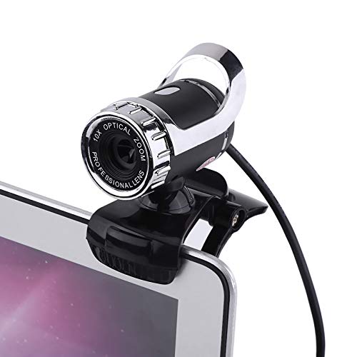 Webcam with Built in Microphone, 0 Pixels HD Rotatable Camera for PC Laptop, 360 Degree Rotation with Adjustable Stand, Silver - color: Silver