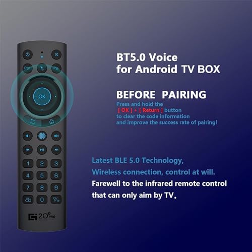 G20BTS Plus Wireless Bluetooth 5.0 Voice Backlit Remote Control Support 2.4G USB Gyroscope IR Learning Remote Control for Android TV Box(G20S Pro Plus)
