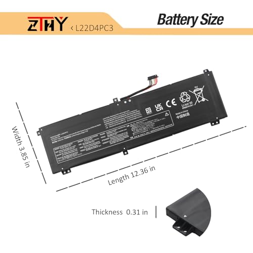 L22C4PC3 L22M4PC3 Laptop Battery Replacement for Lenovo Legion S7 16IRH8 | Legion S7 16APH8 / Legion 9 16IRX8/ Legion 9 16IRX9 Series L22D4PC3 5B11K39157 5B11K39160 SB11K39158 SB11K39159 15.56V 99.9Wh - size: 12.36*3.85*0.31inch L22D4PC3