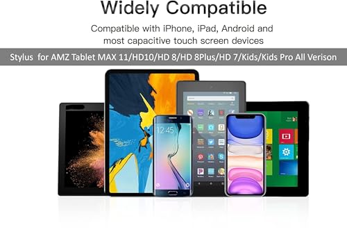 Stylus Pen for AMZ HD 10 Tablet Pen for AMZ Max 11 Tablet and HD 8/7/Kids/Kids Pro All Tablets,Stylus for iPad/iPhone/Samsung/Lenovo/Pixel All Touch Devices (Black) - color: Black