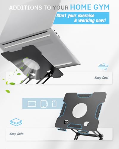 INMAKER Treadmill Desk Attachment, Universal Treadmill Laptop Holder Stand | Basic Version, Adjustable Height and Width, Aluminum Stand, Matte Black(No Tray Included)