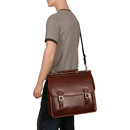 McKlein, V Series, Halsted, Top Grain Cowhide Leather, 15" Leather Double Compartment Laptop Briefcase, Black (80335)