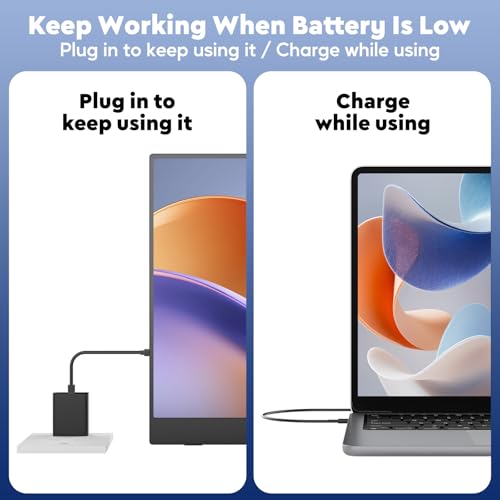 17.3" 2.5K Wireless Portable Monitor with Built‑in 8000mAh Battery 4H, AirPlay & Miracast, 2560x1400 IPS Matte HDR, 125% sRGB, 500 Nits, VESA, Auto Rotation for Phone/Tablet, USB‑C & Mini HDMI - size: 17.3