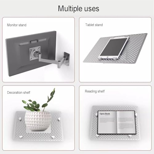 Foldable Laptop Wall Mount Bracket, Full Motion Articulating Laptop Holder, with Detachable Mouse Tray, Vented Full-Cover Heat Dissipation, Ergonomic Space-Saving for Laptops Home Office Workstation