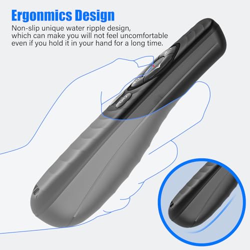 2-in-1 USB Type-C Presentation Clicker Wireless Presenter Remote Clicker | Powerpoint Clicker Slide Advancer, Clicker for Powerpoint Presentations with Volume Control, Presentation Clicker for Mac