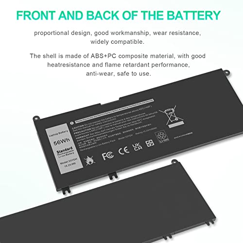 Futurebatt 33YDH Laptop Battery for Dell Inspiron 17 7000 7778 7779 7786 7773 15 7577 G3 3579 3779 G5 5587 G7 7588 Latitude 13 3380 14 3490 15 3590 3580 PVHT1 P30E 81PF3 081PF3 Vostro 15 7580 7570 - size: 33YDH 10.83*5.12*0.73 in