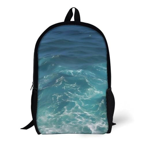 Laptop Backpack with Pocket, Large, Adjustable 17 Inch Bag, Waterproof | The Deep Blue Sea Computer Bag for Work, Breathable, Expandable Backpack for Women Men, Portable
