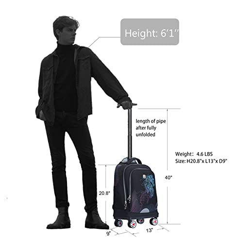 Rolling Backpack with Wheels for Travel, Roller Backpack for Women, Wheeled Laptop Bag Fits 15.6 Inch Notebook - color: Horse