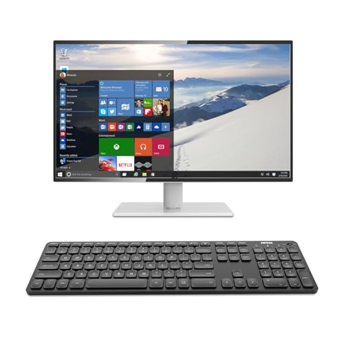 Arteck 2.4G Wireless Keyboard Ultra Slim Full Size Keyboard with Numeric Keypad and Media Hotkey for Computer/Desktop/PC/Laptop/Surface/Smart TV and Windows 10/8/ 7 Built-in Rechargeable Battery