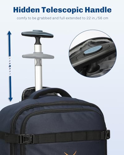 Hynes Eagle Rolling Backpack 42L Backpack with Wheels Airline Approved Carry on Luggage Laptop Travel Suitcase Bag for Women Men Dark Blue - color: Dark Blue
