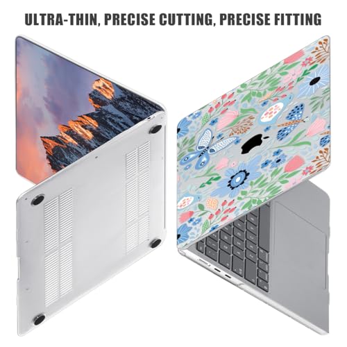 for MacBook Air 15 inch Case 2026-2023 Release M5 A3448 M4 A3241 M3 A3114 M2 A2941 Liquid Retina Display, Hard Shell Case with Keyboard Cover+Screen Film+Trackpad Film,Flower Butterfly - color: Flower & Butterfly