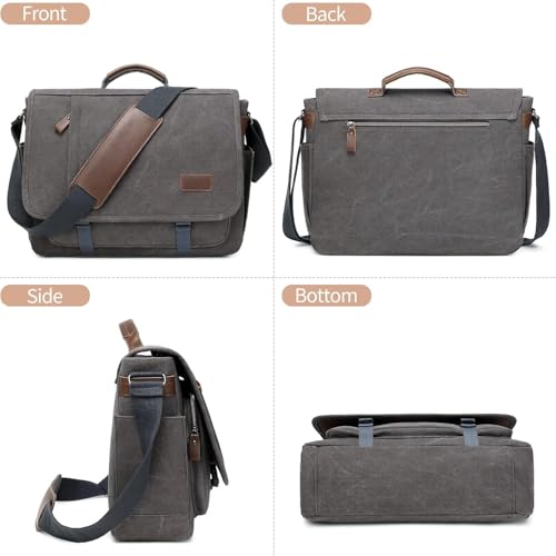 Laptop Messenger Bag for Men, 17 inch Water-resistant Canvas Laptop Shoulder Business Briefcase Bag