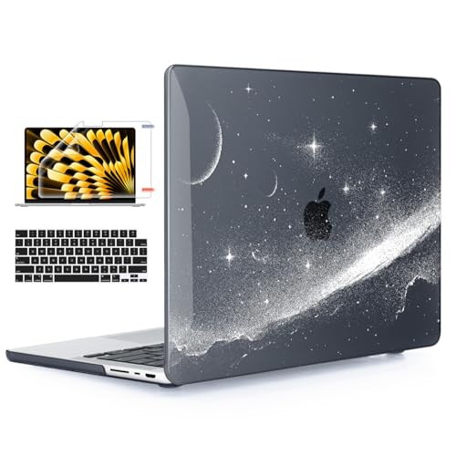 for with MacBook Pro 14 inch Case 2026-2021 M5 M4 M3 M2 M1 Pro/Max A3426 A3427 A3434 A3112 A3401 A2918 A2992 A2779 A2442, Hard Shell with Keyboard Cover+Protective Film, Starry Sky - color: Starry Sky