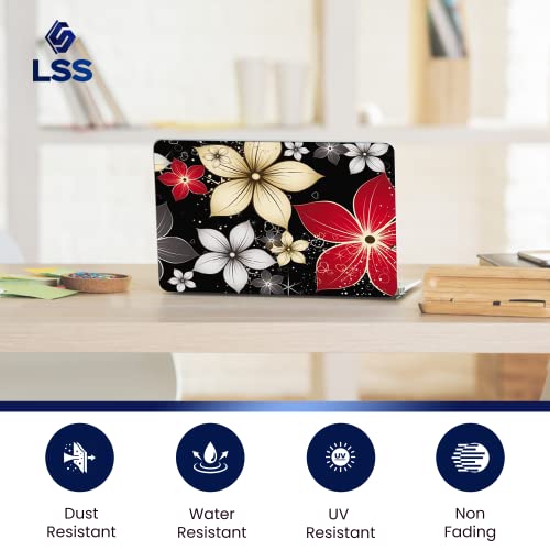 LSS 17 17.3 Inches Laptop Notebook Skin Sticker with 2 Wrist Pads - Reusable Cover Protector Vinyl Sticker Cover Decal Fits 17" - 19" HP Asus Acer Samsung - Black Grey Flower Leaves - color: Black Grey Flower Leaves, size: 17" - 19"