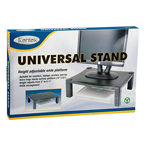 Kantek Single-Level Monitor Stand, 17" X 13.25" X 3" To 6.5", Black, Supports 50 Lbs - style: Single Level