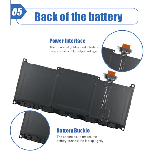 55Wh MN79H Laptop Battery Replacement for Dell XPS 13 Plus 9320 XPS9320-7523BLK-PUS XPS9320-7585SLV-PUS Series Notebook J7H5M 0J7H5M NXRKW 0NXRKW 11.55V - size: 10.43*4.33*0.22 inch MN79H