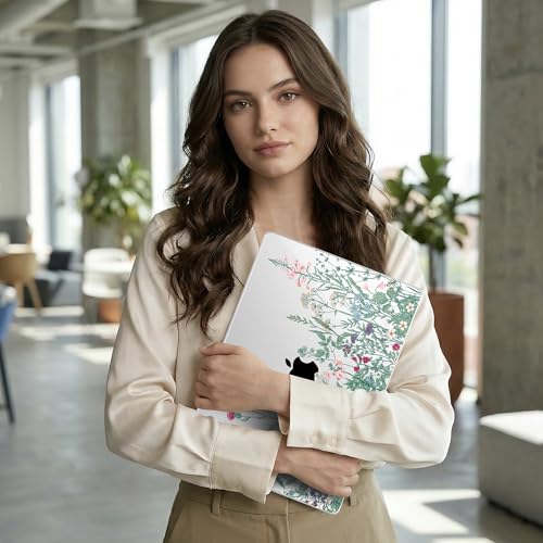 TWOLSKOO Compatible with MacBook Pro 14 inch Case 2023 2022 2021 Release M2 A2779 M1 A2442 Pro/Max Chip with Touch ID, Plastic Hard Shell Case & Keyboard Cover & Screen Protector, Wildflower - color: Wildflower