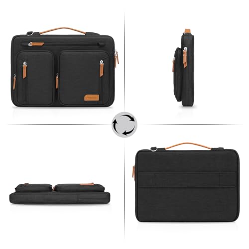 MOSISO 360 Protective Laptop Bag, Computer Bags | Side Open Messenger Bag with Trolley Sleeve&5 Pockets - color: Black