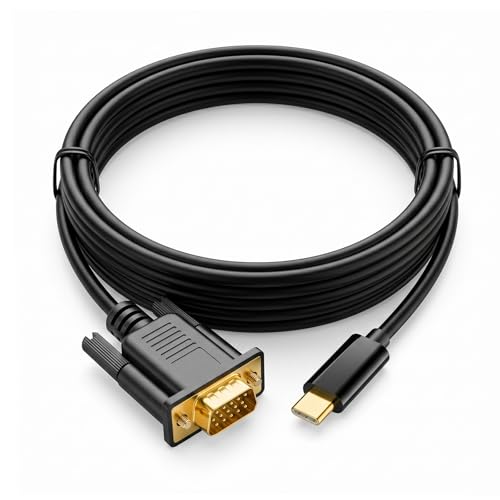 Duttek USB C to VGA Adapter Cable 6FT/1.8M, One Way USB-C Male to VGA Male Cord for Laptop Android Phone Tablet, Connect to Monitor Projector HDTV, 1080P@60Hz (Not Support Thunderbolt Port)