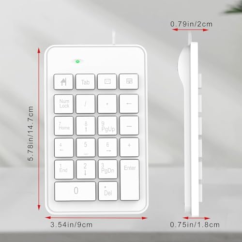 Wired USB C Number Pad - 23 Keys Type C Numeric Keypad Upgraded 10 Key USB Keyboard Financial Accounting Numpad for Laptop, PC, MacBook, Notebook, Desktop,Surface Pro - White - style: Wired-TypecWhite