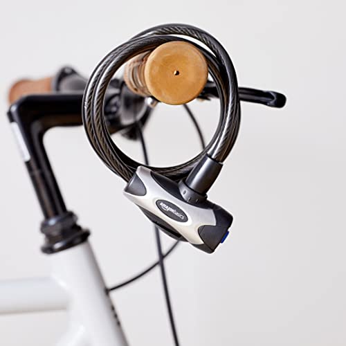 Amazon Basics Weather Resistant Bike Security Cable Lock, 70 inches Length, 8mm Diameter, Black