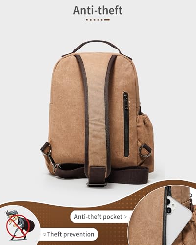 Messenger bag for Men,Small Sling Crossbody Backpack Shoulder Bag for Men Women,canvas Strap Backpack Sling Bag - color: A-khaki