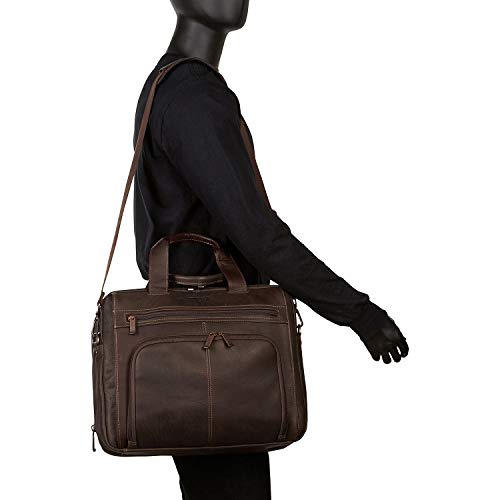 Kenneth Cole REACTION Out Of The Bag Manhattan Colombian Leather RFID 15.6" Laptop Briefcase - color: Brown