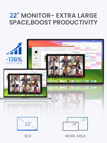 UPERFECT Touchscreen Portable Monitor, 22" 2K QLED Gaming Monitor | 2560×1440 100% DCI-P3, HDR, FreeSync, VESA, 180° Adjustable Stand, USB-C & HDMI Touch Display for Laptop, PC & Gaming - size: 22