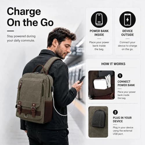 Sling Bag Large Capacity: Crossbody Bag for Men Fits 15.6 Inch Laptop A4 Files with Anti Theft USB Port - color: Army Green-xl