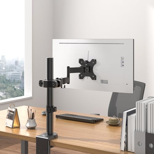 Pole Mount Monitor Arm for 17-32" Screens,17.6 lbs, VESA 75/100mm | Easy Clamp-on VESA Mount , Perfect Solution When Wall or Desk Mounting Isn't Possible, Black