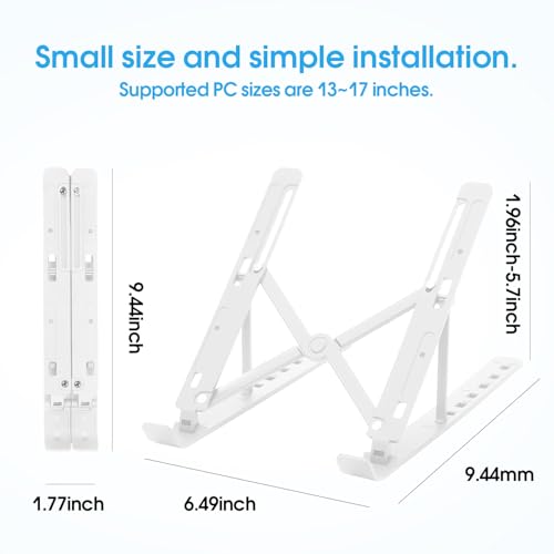 Portable Laptop Stand, Ergonomic Laptop Mount Support, Detachable Laptop Riser Notebook Holder Compatible with MacBook, Dell, Lenovo More 10-15.6" Laptops, Silver