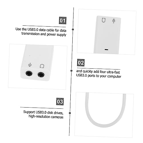 TEHAUX 2Pcs USB External Sound Card Adapter Independent Practical Audio Adapter for Laptop Plug and Sound Quality with Noise Reduction No Driver Required
