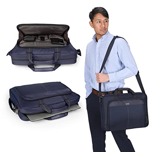 Targus 15-16 Inch Classic Slim Laptop Bag, Blue - Ergonomic Briefcase and Messenger Bag - Spacious Foam Padded Laptop Bag for 16" Laptops and Under (TCT027US) - color: Blue, size: 16 inch