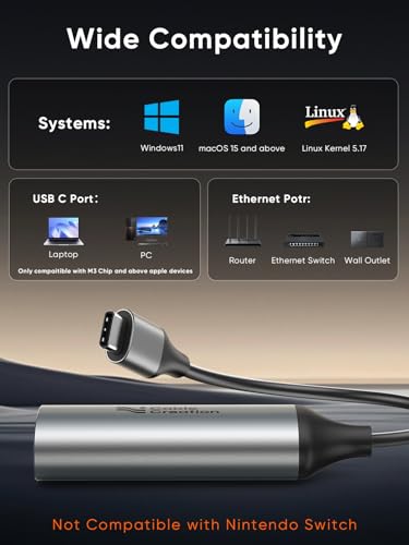 CableCreation 5Gbps USB C to Ethernet Adapter, Type C to RJ45 LAN Adapter | Network Internet Adapter Compatible with MacBook, XPS, Thunderbolt 5/4/3, Other USB-C Devices - style: 5Gbps